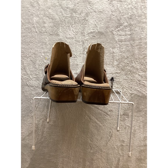 Earth Spirit Leather Buckle Slide Sandals Women Size 6 Brown Comfort Wedge - Picture 5 of 8